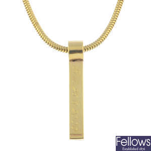 A 9ct gold pendant, with 9ct gold chain.