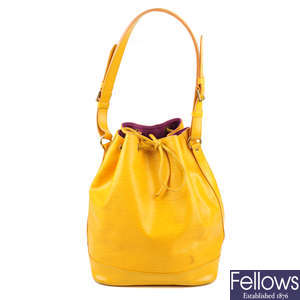 LOUIS VUITTON - a yellow Epi Noe GM bucket handbag.
