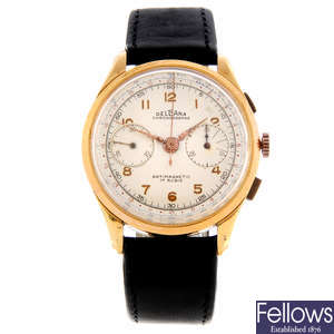 DELBANA - a gentleman's gold plated chronograph wrist watch.