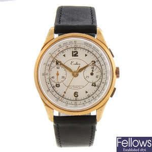 ESKA - a gentleman's gold plated chronograph wrist watch.