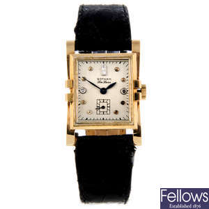 GOTHAM - a lady's yellow metal De Luxe wrist watch with another Gotham wrist watch.