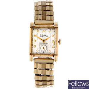 GRUEN - a gentleman's gold filled Veri-Thin bracelet watch.