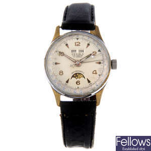 HERALA - a gentleman's base metal triple date moonphase wrist watch.