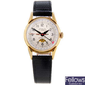 INVICTA - a gold plated triple date moonphase wrist watch.