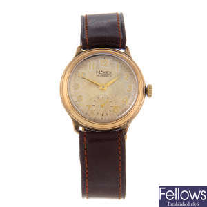 MAJEX - a mid-size 9ct yellow gold wrist watch with a Mido wrist watch and a Madorina wrist watch.