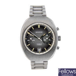 SANDOZ - a gentleman's stainless steel chronograph bracelet watch.