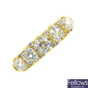 An 18ct gold diamond five-stone diamond ring.