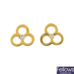 GARRARD - a pair of 18ct gold diamond earrings.