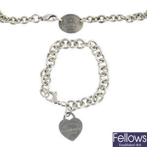 TIFFANY & CO. - a silver bracelet and a necklace.