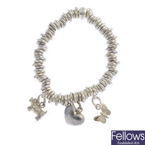 LINKS OF LONDON - a silver 'Sweetie' charm bracelet and a silver ring.