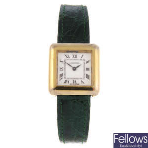 LONGINES - a lady's gold plated silver wrist watch.