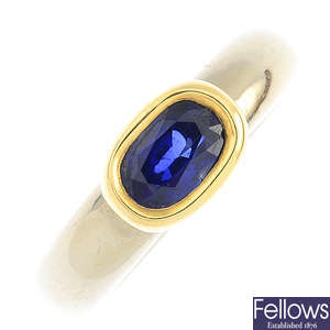 A sapphire ring.