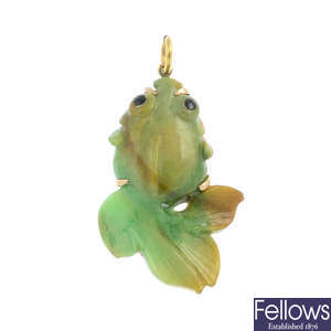 A jade fish pendant.