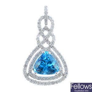 A zircon and diamond pendant. 