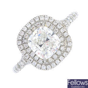 TIFFANY & CO. - a platinum diamond 'Soleste' ring.