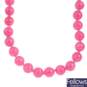 TIFFANY & CO. - a silver rhodochrosite bead necklace, by Paloma Picasso for Tiffany & Co.