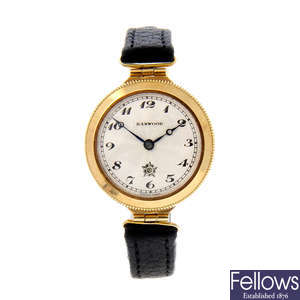 HARWOOD - a 18ct yellow gold wrist watch.