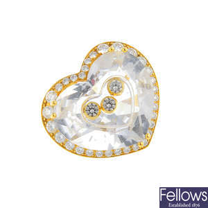 CHOPARD - a 'Happy Diamonds' rock crystal and diamond heart ring.