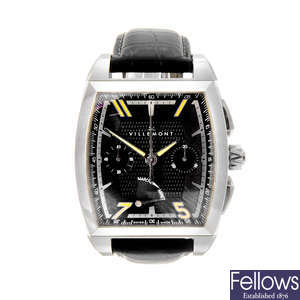 VILLEMONT - a gentleman's stainless steel Night Hawk chronograph wrist watch.
