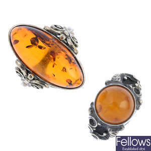 Twenty-four items of amber jewellery.