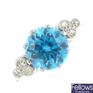 A zircon and diamond ring.
