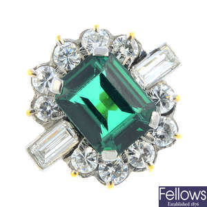 A composite gem and diamond dress ring.