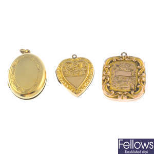 A selection of nine locket pendants.