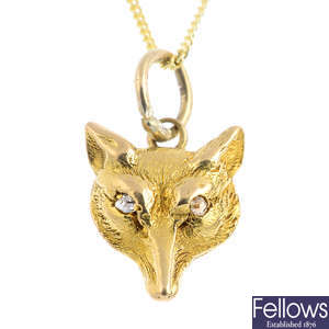 A diamond pendant, with a 9ct gold chain.