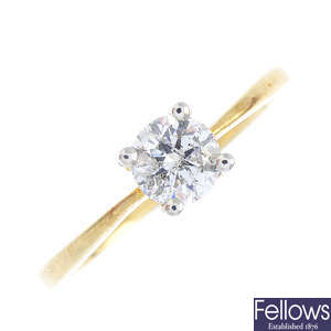 A 9ct gold diamond single-stone ring