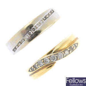Two gold diamond rings.