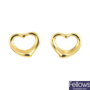 TIFFANY & CO. - a pair of 'Open Heart' earrings.