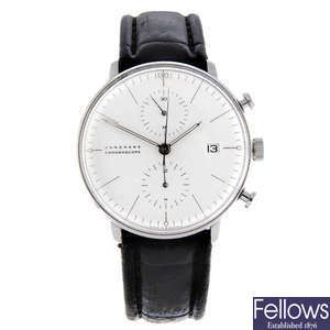 JUNGHANS - a gentleman's stainless steel Max Bill Chronoscope chronograph wrist watch.