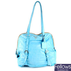 PRADA - a pale turquoise leather handbag.