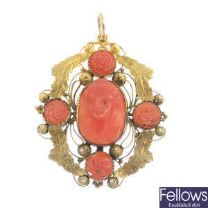 A late Victorian coral pendant.