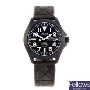 CITIZEN - a gentleman's PVD-treated titanium Royal Marines Commando Eco-Drive wrist watch.