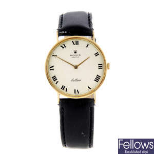 ROLEX - a gentleman's 18ct yellow gold Cellini wrist watch.