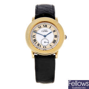CARTIER - a gold plated silver Must De Cartier Ronde wrist watch.