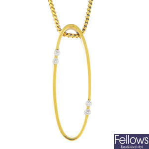 A diamond pendant, with 18ct gold chain.