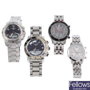A group of four assorted Tissot watches.