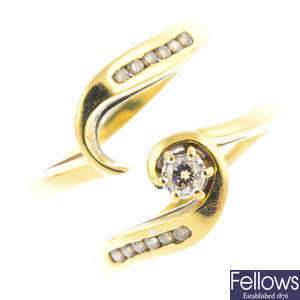 Two 18ct gold diamond rings.