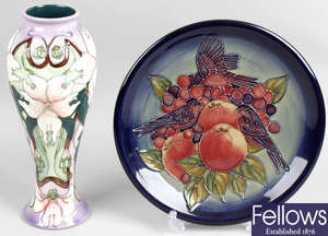 A Moorcroft vase, together with a Moorcroft plate.