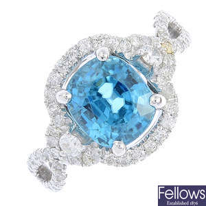 A zircon and diamond dress ring.
