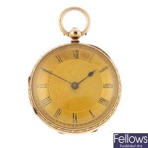 An 18ct yellow gold open face fob watch by C. Ryan.