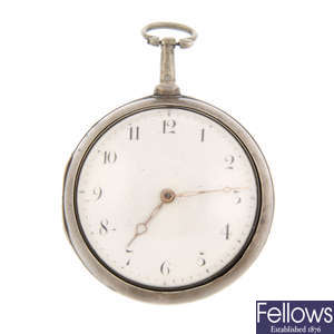 A silver pair case pocket watch by J.Hardy