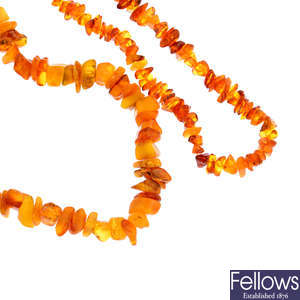 Two modified amber necklaces.