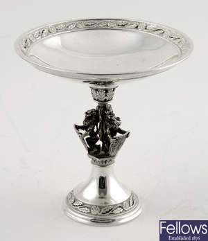 A modern silver tazza dish by Hector Miller.