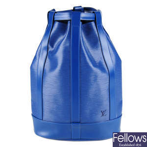 LOUIS VUITTON - a blue Epi Randonnee PM backpack.