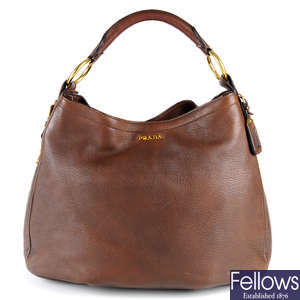 PRADA - a brown Zipper hobo handbag.