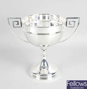 A 20th century silver twin-handled trophy.