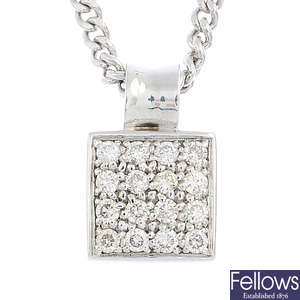 An 18ct gold diamond pendant and chain.